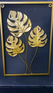 TERLARIS Hiasan Wall Decor 3D / Hiasan Dinding Mewah / Hiasan Dinding Daun Besi Emas