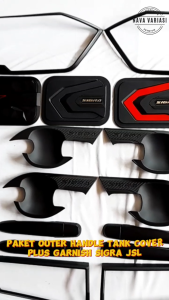 Paket List Garnish Depan Belakang & Door Handle Outer Tank Cover Daihatsu Sigra 2016 - 2023 Hitam Elegant All Variant