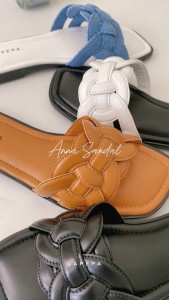 Lapepa Anna Sandal Selop Wanita Denim & Sandal Slop Cewek Anyam Cantik