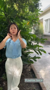 เสื้อคอปกสอดไทด์แขนสั้นน่ารัก