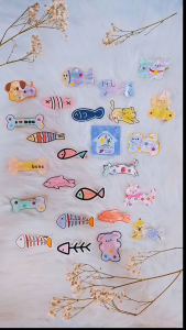 Set 2 kẹp tóc mái xà cừ hình chó mèo cá xương cá siêu xinh phụ kiện tóc mái nữ cao cấp - thương hiệu Vợ Chồng Tôi