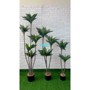 Pohon Artificial Pohon Plastik Agave Siklok Hijau Tua Latex T150 T120 T100 Pot Dasar Hitam Dekorasi Rumah Aesthetic