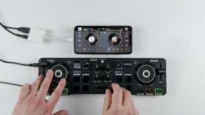 Hercules DJ DJControl Starlight Pocket USB DJ Controller with Serato DJ Lite Illuminated base plate with RGB stroboscope Virtual DJ Compatible with Sensitive Jog Wheels Sound Card & Light Show