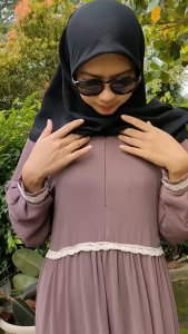 Gamis Ariffda Ceruty Babydoll Polos Susun Renda | Dress Kondangan Pesta Creuty Full Furring