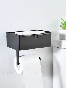 Sincecu Elegant 304 Stainless Steel Wall-Mounted Toilet Paper Holder with Wipes Dispenser and Storage Shelf Tissue Box Tissue Rack Holders Self Punch Free Bathroom Accessories