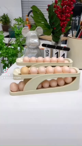 Khay Đựng Trứng Tủ Lạnh 2 Tầng Thiết Kế Thông Minh Lăn Tự Động Tiết Kiệm Không Gian Tủ  Tramanhshop