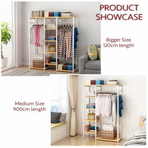 WAROOM Cloth Wardrobe Rack Cabinet Simple Style Coat Rack Large Stainless Steel Wardrobe Storage Rack Bedroom Clothes Rack Hanging 衣帽架