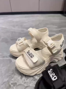 1S-SW46 Sandal Wanita Wedges Gunung Tali Korea Impor Murah Premium Hitam Karet