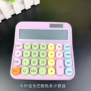 BOSSLU Kalkulator Lucu Warna Warni Model Korea 12 Digit Display Besar Keyboard Dot Mekanik