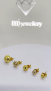 MJ Jewellery 375/9K Gold Hemisphere Earrings S101
