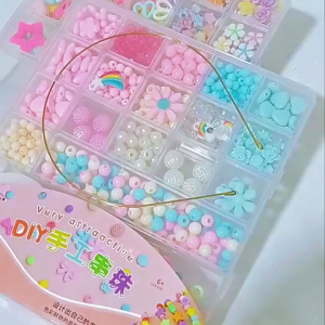 LAKOE 19Grids Diy Beaded Manik Gelang Kalung Mainan Edukasi Kreatifitas Anak Perempuan Meronce Manik