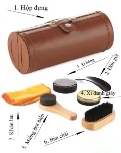 Bộ Xi Đánh Giày Da B3031 Da PVC Màu Nâu 6 Món Loại TỐT. Bộ Chăm Sóc Vệ Sinh Giày Sang Trọng Nhỏ Gọn Dễ Dàng Mang Theo.