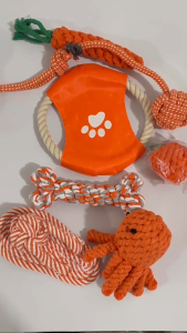 hooh pet🌈เชือกกัดสุนัข กระดูก ของเล่นสุนัข ของเล่นหมา แมว ลูกบอล จานร่อน