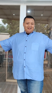 ICW Kemeja Pria Lengan Pendek Jumbo Hijau Sage Hitam Rayon Polos 2XL 3XL 4XL 5XL 6XL 7XL 8XL 9XL 10XL Hem Big Size