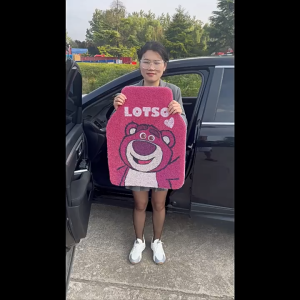 Thảm Lót Sàn Ô Tô - Thảm Rối Lót Sàn Loại Dày Đế Nhựa Dẻo Có Gai Chống Trơn Trượt Họa Tiếu Gấu Dâu Dễ Thương