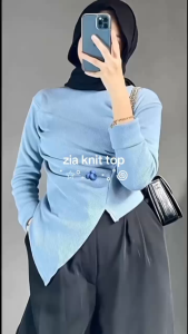 ZIA KNIT TOP / ATASAN KNIT WANITA / KOREAN TOP-BAJU WANITA KNIT LENGAN PANJANG TERBARU BY NF