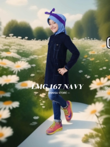 BAJU ATASAN BLUS ANAK CEWEK GIRL MUTIF LMG 167 NAVY