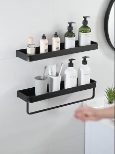 MINIMA Premium Black Waterproof Wall-Mounted Drilling-Free Bathroom Rack Shelf 30/50cm