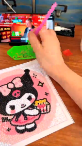 New Sanrio Kuromi Diamond Painting Popular Framed Set Full of Diamonds Handmade DIY Materials