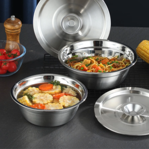 ถ้วยสแตนเลส มีฝาปิด ขนาด 16 cm. ชามสแตนเลส มีฝาปิด ใส่อาหาร ชามซุป ส่งจากกทม.