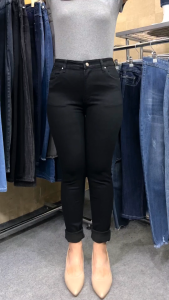 Celana Jeans Highwaist Wanita Skinny Hitam Pekat Stretch Kantong Depan Jinsholic 4114S Size 27-34