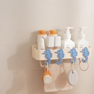 SunnyLife ชั้นวาง ตะกร้าติดผนัง ชั้นวางห้องน้ำ ตะกร้าใส่ของในห้องน้ำ ชั้นวางของติดผนังอเนกประสงค์ ชั้นวางของในห้องน้ํา ไม่ต้องเจาะผนัง