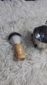 Bộ Chén Cọ Bôi Kem Cạo Râu bộ chén cọ bôi kem cạo râu cọ gỗ lông mềm chén inox.