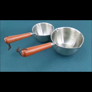 304 Stainless Steel Mini Sauce Pan Non Stick Hot Milk Oil Cooking Pot Wooden Handle Frying Melting Pot