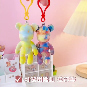 Fluid Bear Keychain White Embryo DIY Colouring Kids Colouring Toys Bear Pendant Accessory