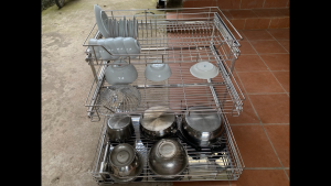 Kệ Inox Để Xoong Nồi Bát Đĩa-Kệ Bếp 2 tầng và Kệ Bếp 3 tầng bằng Inox 304 không gỉ ray trượt bằng Inox (làm kệ Inox theo chiều dài của khoang tủ) Miễn phí vận chuyển - Lazada