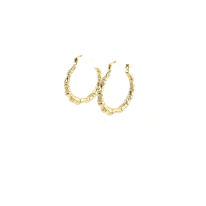 Nathalias NY ต่างหูห่วงลายไผ่ ทองคำแท้ 10K Bamboo Hoop Earrings in 10k Yellow Gold 88839