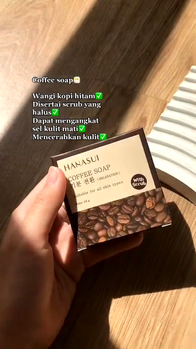 HANASUI Coffee Soap 30g White Rice - Bamboo Charcoal - Aloe Vera 60g | sabun scrub hanasui (BPOM)