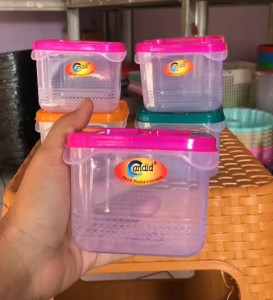 Toples segi kotak foodbox 500ml kecil mini wadah tempat bumbu sambal garam dapur bening