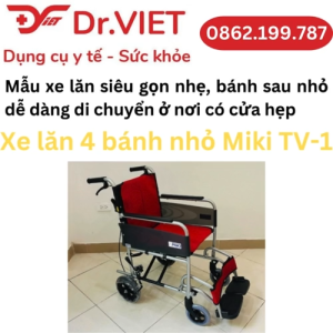 Xe lăn 4 bánh nhỏ Miki TV-1 - Xe lăn tay cao cấp cho người già