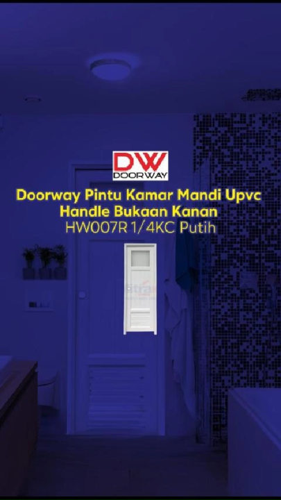 Doorway Pintu Kamar Mandi Upvc + Handle Bukaan Kanan HW007R 1/4KC 70X198 Cm Putih