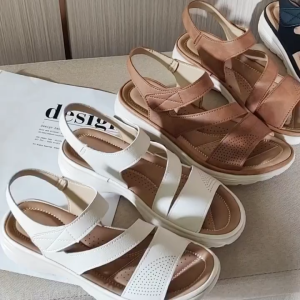 FJ Women Synthetic Leather Steppings Korean Sandals with Strap Shoes for Women 2402-5