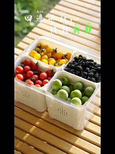 Kontainer Kulkas Tempat Kotak Penyimpanan Kulkas Makanan Dengan Saringan dan Tutup Transparan Penutup penyegelan Disegel Gesper Ganda Rak Dapur Sayuran Buah dan Daging Kotak Penyimpanan Beku