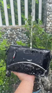 Tas Slingbag Bahu Waterproof PEGE Chaiden Selempang Pouch Pria 2in1 Polos Hitam Dilengkapi Clear Poket - PG 9026