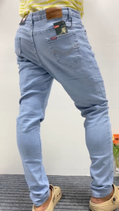 High waist plus size straight light blue women jeans ladies stretch full length skinny denim pants