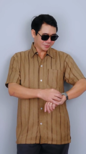 Áo sơ mi trung niên nam vải đũi caro siêu mát do Thái Khang đặt từ nước ngoài loại áo sơ mi nam ngắn tay form rộng ATK12