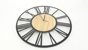 Modern Minimalist Creative Iron Wood Roman Wall Clock 16 Inch Room Iron Decorative Wall Clock
