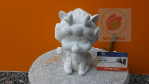Tượng thạch cao Em Bé Lân 2 sừng M15 cao 18cm (Không kèm màu) tô tượng đồ chơi cho trẻ