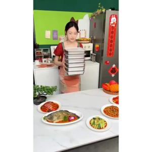 304 Stainless Steel Food Container with Cover Japanese Stainless Steel Tray Storage Fresh Keeping Box