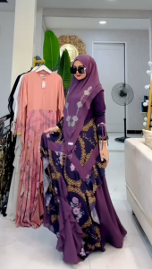 Labinka Syari Vol 7 By Soekha Setelan Gamis Set Khimar Premium Ceruty Babydoll Printing