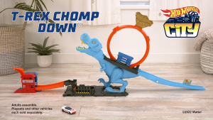 Hot Wheels City T-Rex Loop And Stunt Playset Track Set With 1 Toy Car