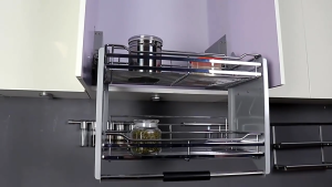 GAA Adjustable Pull Wall Cupboard Pull Basket Lift Kitchen Upper Cabinet Lower Seasoning Basket Storage Rack