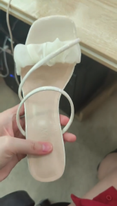 Fashion Strappy Crystal Block Heels for Women Ruched Band White Sandals