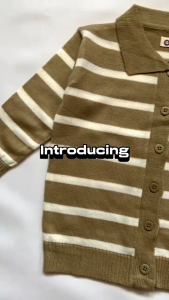 Cardigan Kerah Salur Bayi Laki Laki Perempuan 1 2 Tahun Sweater Kemeja Stripe Anak Cowok Cewek
