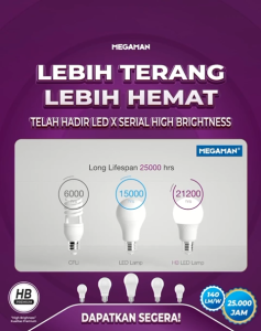 LAMPU MEGAMAN 10W LED YTA60Z2 UNGU SATUAN 10 WATT X-Serial HB GARANSI RESMI 3 TAHUN