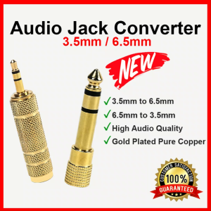 6.5mm  to 3.5mm Jack Audio Connector Converter Adaptor For Aux Stereo Cable Guitar Amplifier Headset